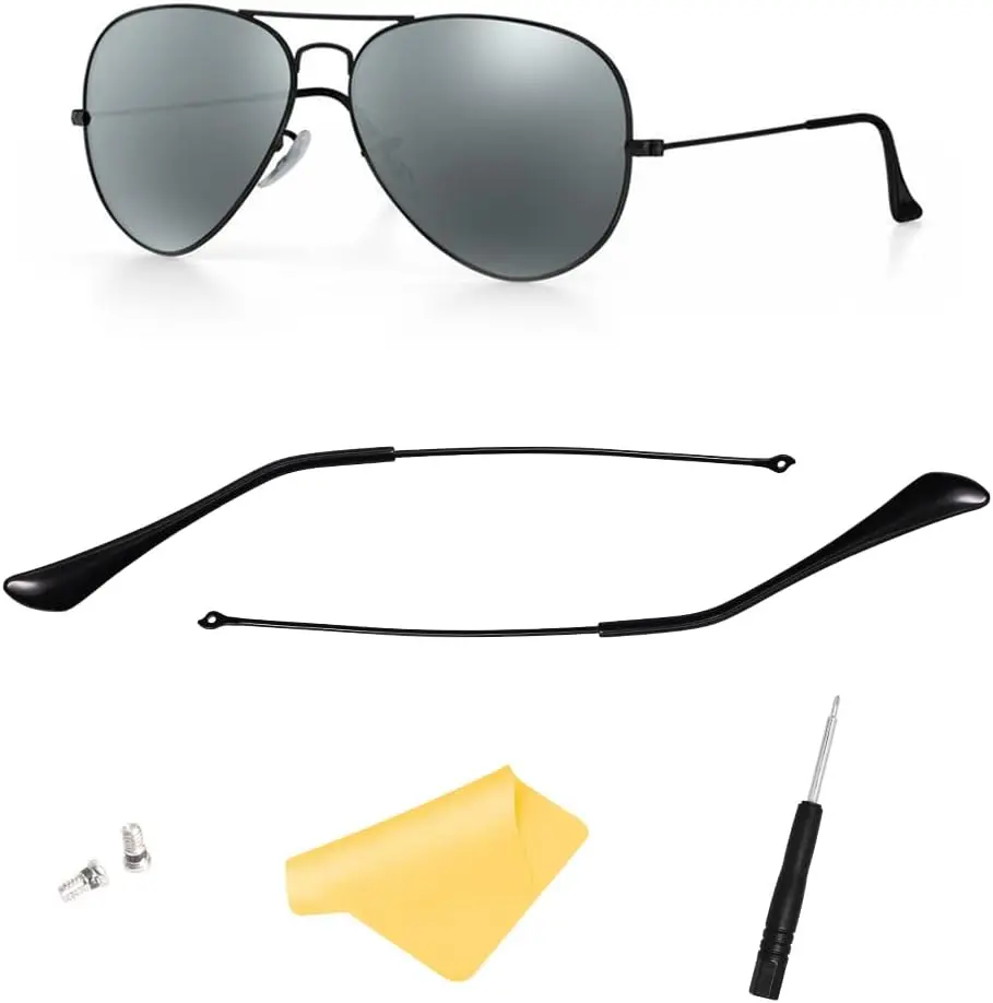 Replacement Temple Tips & Arms for Aviator Sunglasses, Repair Kit with Screws & Screwdriver, Black
Replacement Temple Tips & Arms for Aviator Sunglasses, Repair Kit with Screws & Screwdriver, Black