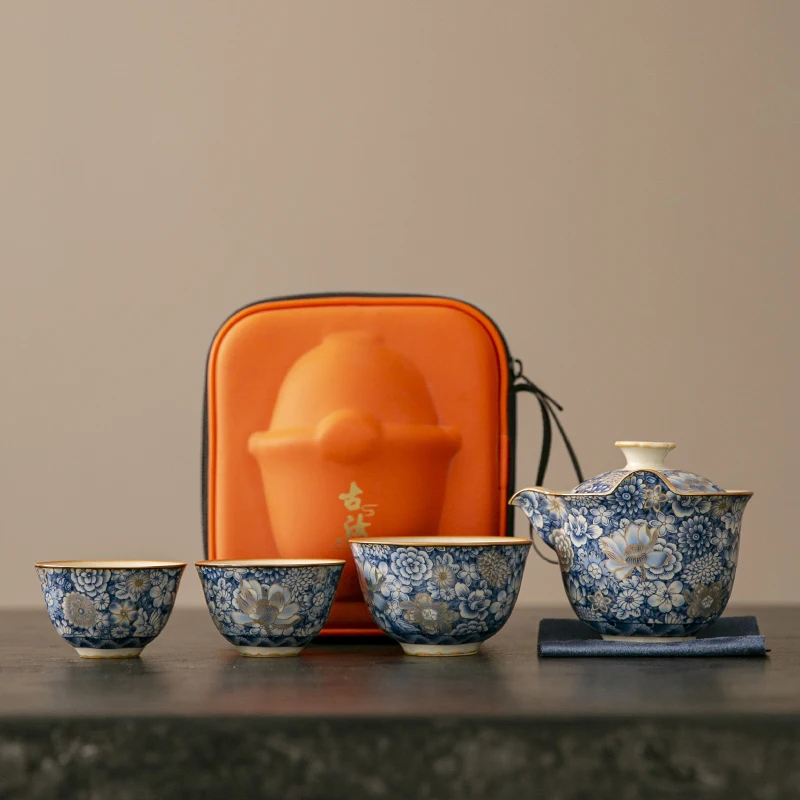Chinese Gold Blossoms Ceramic Travel Glass Tea Set Portable Kuaike One Pot Three Cups Teapot Tea Cup Set Tea Maker
Chinese Gold Blossoms Ceramic Travel Glass Tea Set Portable Kuaike One Pot Three Cups Teapot Tea Cup Set Tea Maker