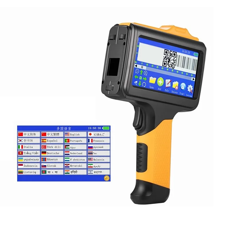 Label inkjet Printer Date QR Code Text Pattern Intelligent NonFading Permanent Ink In Multiple Languages Handheld Coding Machine