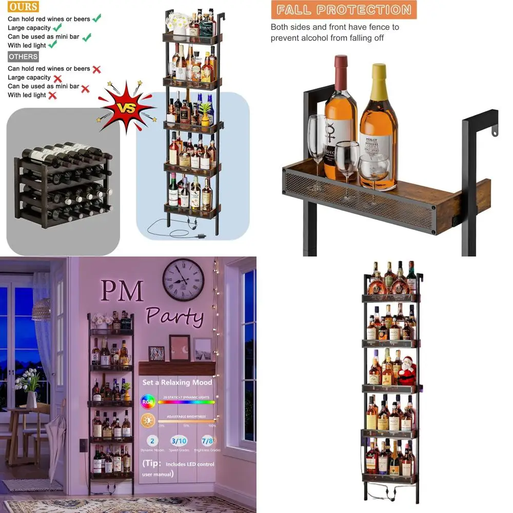 Настенная винная полка на 50 бутылок с заборами, светодиодной подсветкой, для кухни, столовой, бара — 17,28 л x 7,95 В x 68,5 В
Настенная винная полка на 50 бутылок с заборами, светодиодной подсветкой, для кухни, столовой, бара — 17,28 л x 7,95 В x 68,5 В