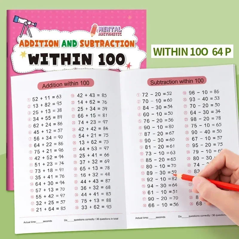 100 Within Addition & Subtraction Mental Math: 64 Pages – Timed Drills for Grade 1-2
100 Within Addition & Subtraction Mental Math: 64 Pages – Timed Drills for Grade 1-2