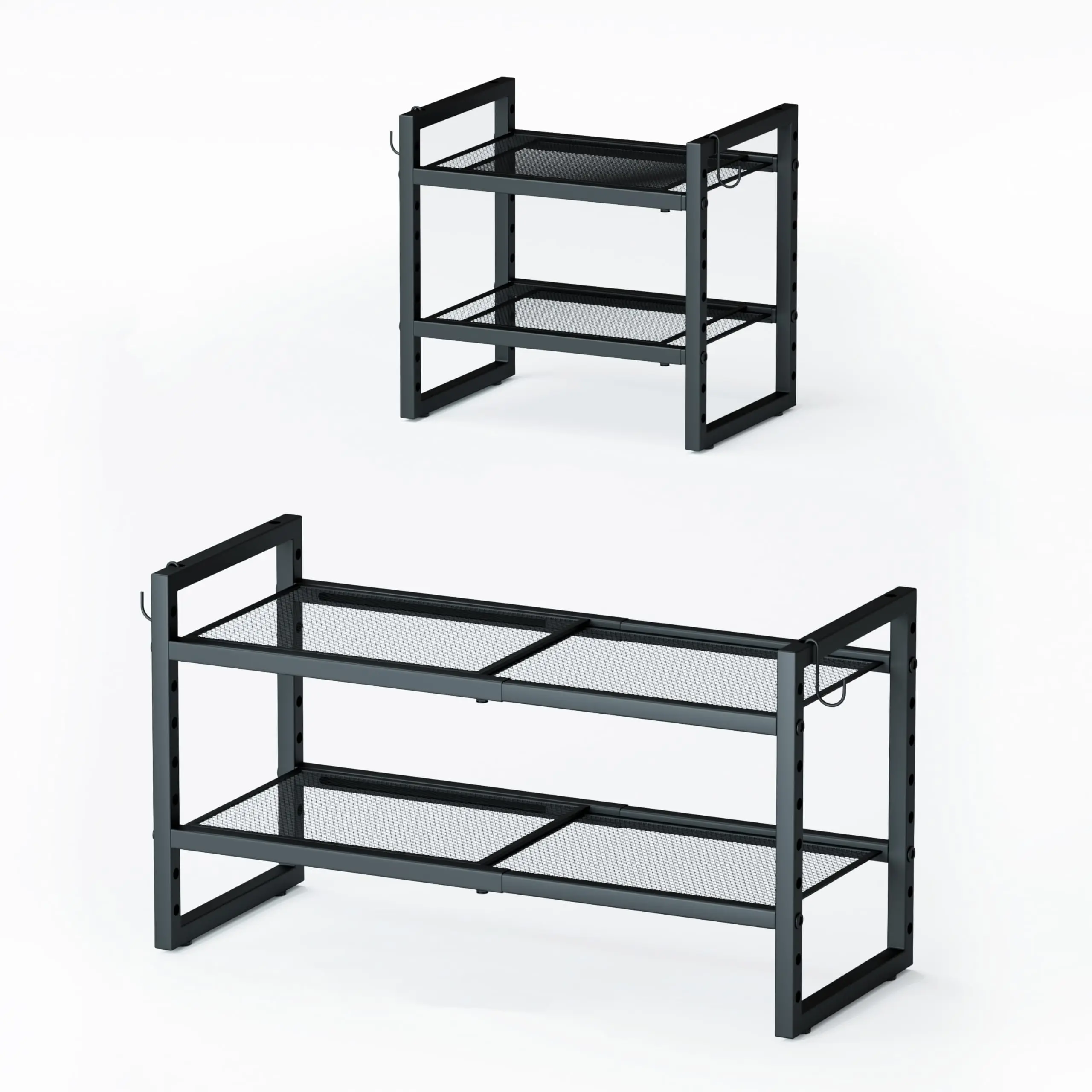 Black 2-Tier Heavy-Duty Metal Shoe Shelf Unit With Expandable Mesh Racks, Stackable Freestanding Organizer For Hallway, Closet,
Black 2-Tier Heavy-Duty Metal Shoe Shelf Unit With Expandable Mesh Racks, Stackable Freestanding Organizer For Hallway, Closet,