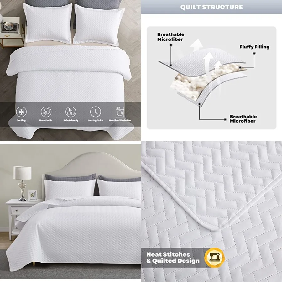 White Quilt Set King Size, weight Bedspread Ultrasonic Pattern Coverlet for All Season Comforter Bedding Decor - 3 Pcs King Bed
White Quilt Set King Size, weight Bedspread Ultrasonic Pattern Coverlet for All Season Comforter Bedding Decor - 3 Pcs King Bed