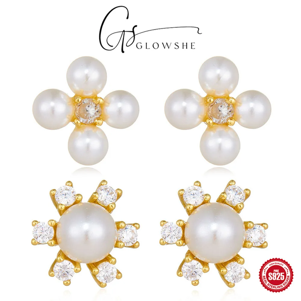 Glowshe 925 Sterling Silver Pearl Zircon Flower Stud Earrings Party Luxurious Fine Jewelry Women's Charm Statement Earrings Gift
Glowshe 925 Sterling Silver Pearl Zircon Flower Stud Earrings Party Luxurious Fine Jewelry Women's Charm Statement Earrings Gift