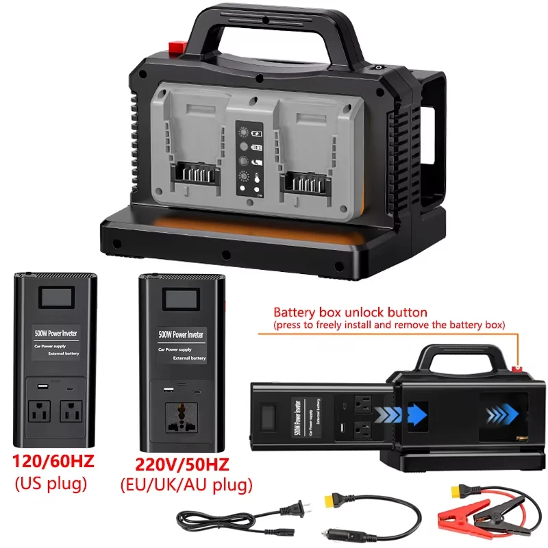 Инвертор напряжения DC 20В в AC 120В, замена для аккумулятора Dewalt 18В, 500Вт, чистая синусоидальная волна, зарядное устройство-адаптер для кемпинга и путешествий
Инвертор напряжения DC 20В в AC 120В, замена для аккумулятора Dewalt 18В, 500Вт, чистая синусоидальная волна, зарядное устройство-адаптер для кемпинга и путешествий