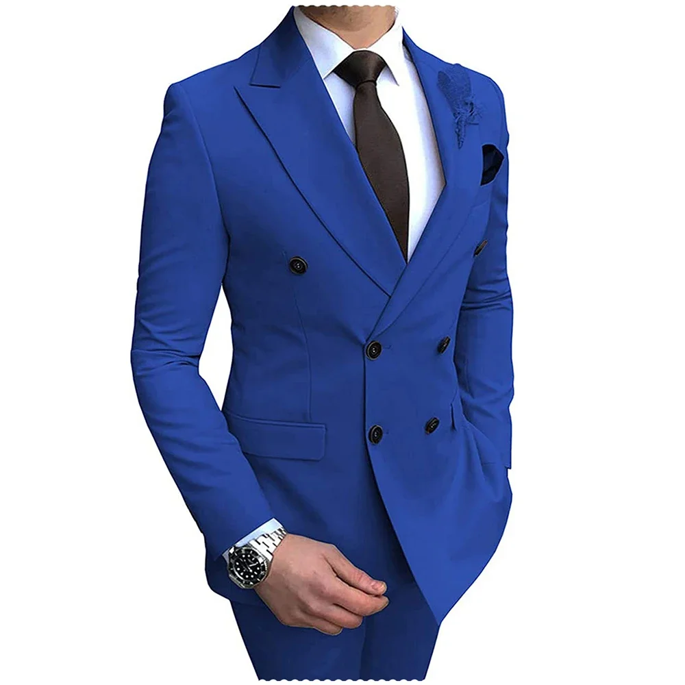 Fashion Men Suits Solid Color Customized Double Breasted Peak Lapel Smart Casual 2 Piece Jacket Pants Business Outfits Set 2024
Fashion Men Suits Solid Color Customized Double Breasted Peak Lapel Smart Casual 2 Piece Jacket Pants Business Outfits Set 2024
