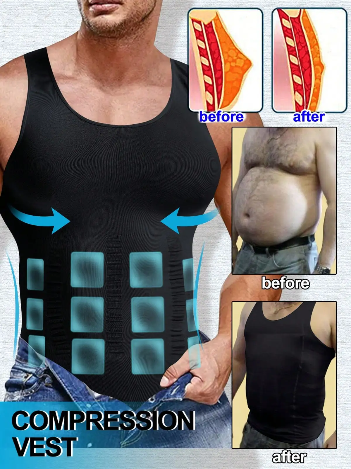 Men's Compression Tank Top for Tummy Control, Breathable Athletic Undershirt
Men's Compression Tank Top for Tummy Control, Breathable Athletic Undershirt