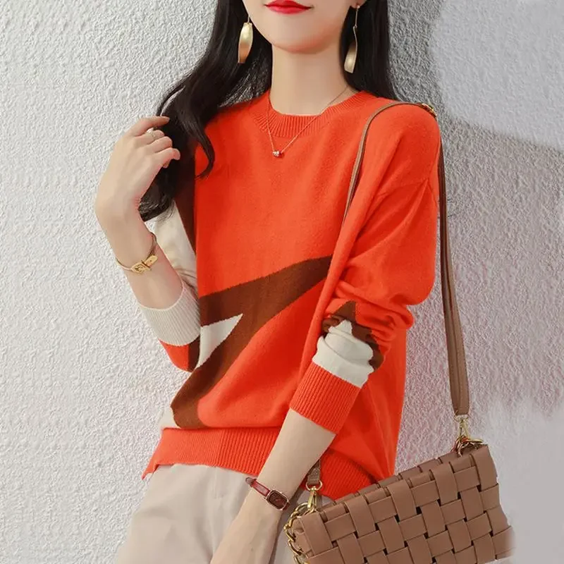 Women's Pullover Round Neck Patchwork Printing Loose Sweater Underlay Fashion Casual Long Sleeve Tops 2025 Autumn and Winter
Women's Pullover Round Neck Patchwork Printing Loose Sweater Underlay Fashion Casual Long Sleeve Tops 2025 Autumn and Winter