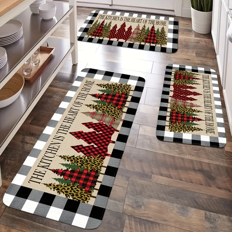 Christmas Tree Heart Kitchen Mat , Striped Plaid Flannel Non-Slip Machine Washable Rug for Multi-Room Holiday Decor
Christmas Tree Heart Kitchen Mat , Striped Plaid Flannel Non-Slip Machine Washable Rug for Multi-Room Holiday Decor