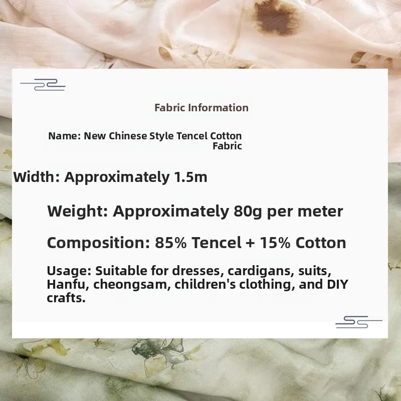 Summer Digital Print Lyocell Cotton Fabric Shirt Dress Hanfu Sun Protection Semi-Transparent National Style Women's Fabric
Summer Digital Print Lyocell Cotton Fabric Shirt Dress Hanfu Sun Protection Semi-Transparent National Style Women's Fabric