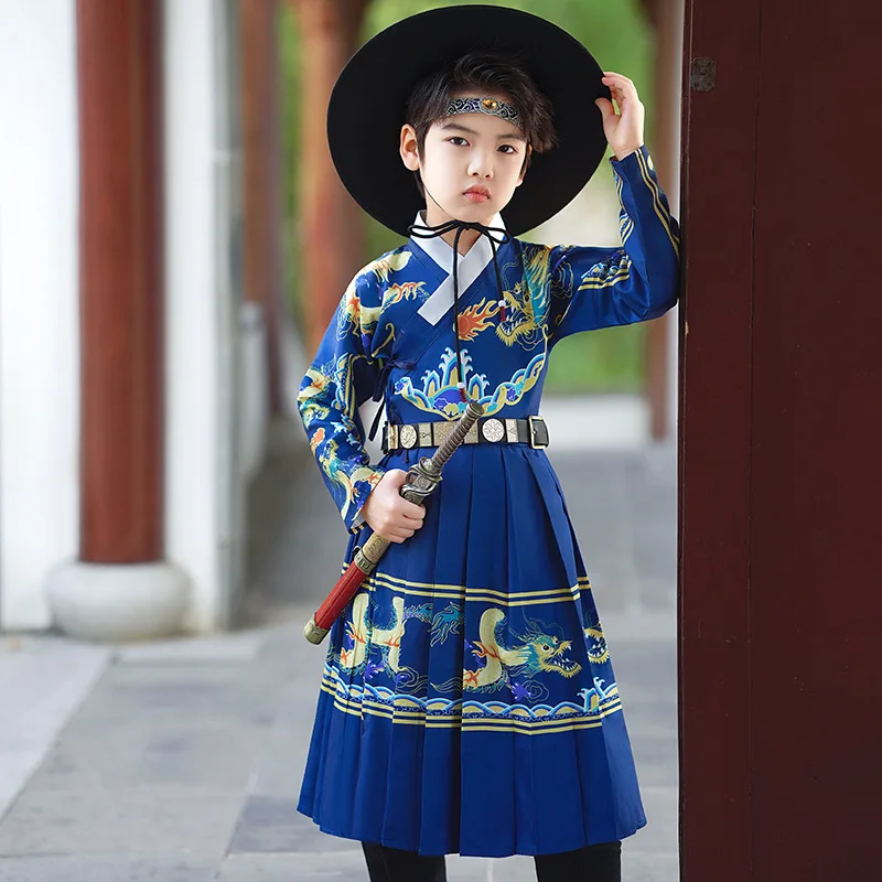 Kids Retro Chinese Tang Suit Spring Autumn Boys Blue Dragon Print Hanfu Traditional Costume
Kids Retro Chinese Tang Suit Spring Autumn Boys Blue Dragon Print Hanfu Traditional Costume