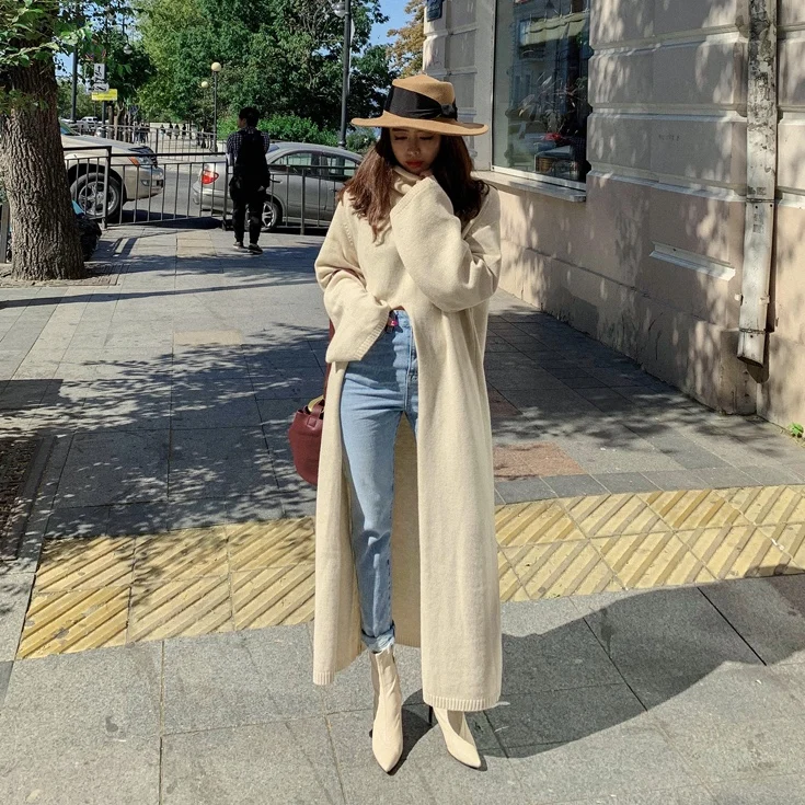 Loose Knitted Long Dr High Collar Side Slit Casual Vintage Women's Faion Winter New Sle Cotton Sweater Dr
Loose Knitted Long Dr High Collar Side Slit Casual Vintage Women's Faion Winter New Sle Cotton Sweater Dr