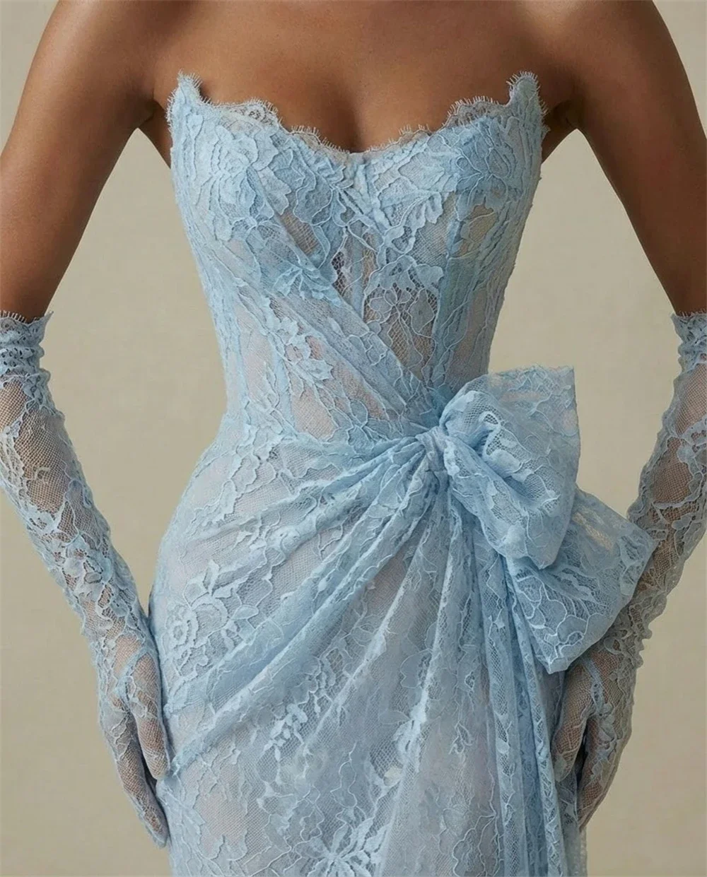 Lace Mermaid Evening Dress Strapless Ruched Big Bow Train Formal Occasion Gown Birthday Gala Cocktail Wedding Bridesmaid Dresses
Lace Mermaid Evening Dress Strapless Ruched Big Bow Train Formal Occasion Gown Birthday Gala Cocktail Wedding Bridesmaid Dresses