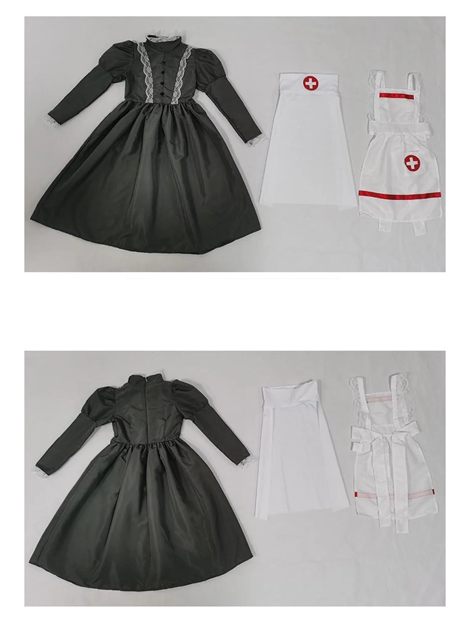 Kids Girls Nurse Maid Fancy Dress Lace Apron Headscarf Outfit for Halloween Theme Party Stage Cosplay Performance
Kids Girls Nurse Maid Fancy Dress Lace Apron Headscarf Outfit for Halloween Theme Party Stage Cosplay Performance