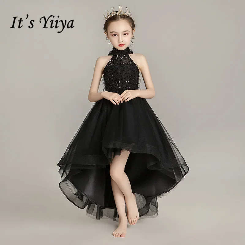 It's Yiiya Customized Flower Girl Dress Black Sequins Tulle Halter Collar Sleeveless Zipper High Low Girls Princess Gown B094
It's Yiiya Customized Flower Girl Dress Black Sequins Tulle Halter Collar Sleeveless Zipper High Low Girls Princess Gown B094