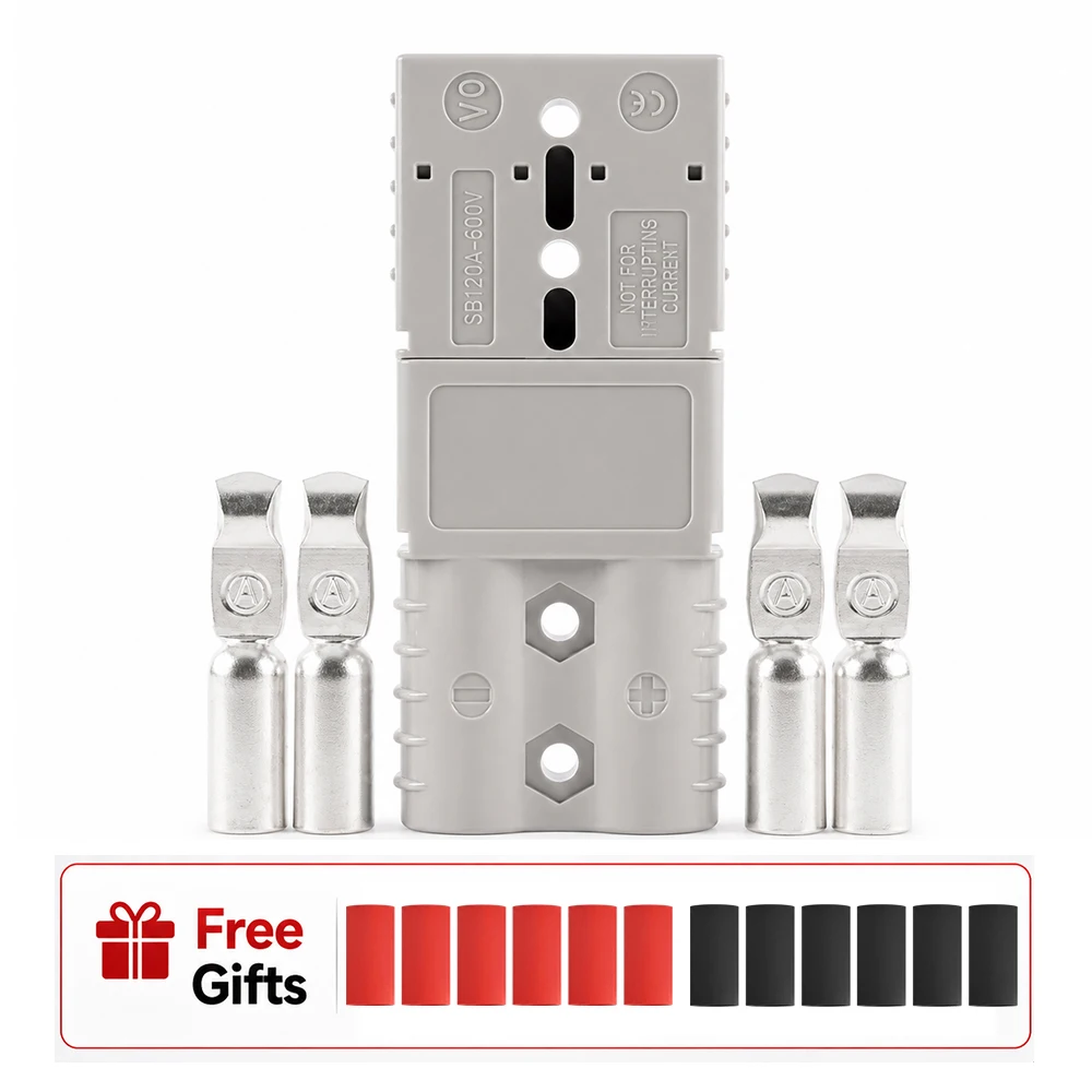 120A Quick Connect Disconnect Battery Connector Plug, 600V High Current Connector Plug with Silver Plated Red Copper Terminal
120A Quick Connect Disconnect Battery Connector Plug, 600V High Current Connector Plug with Silver Plated Red Copper Terminal