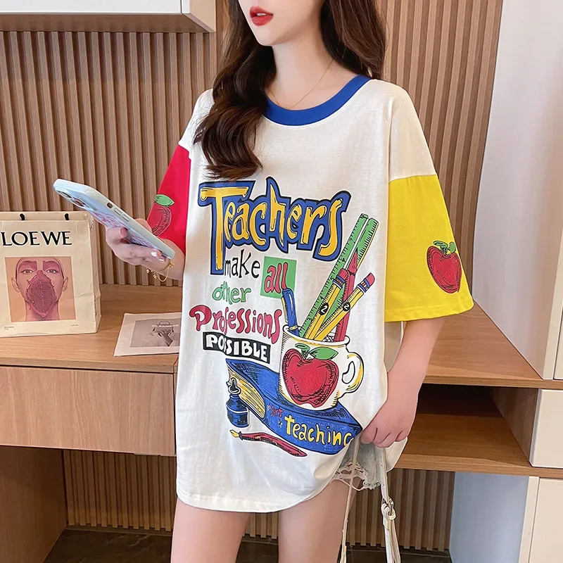 New 2024 Summer Korean Short-Sleeved T-Shirt Women's Fashion Print Color Blouse Round Neck Large Size Women's Fashion
New 2024 Summer Korean Short-Sleeved T-Shirt Women's Fashion Print Color Blouse Round Neck Large Size Women's Fashion