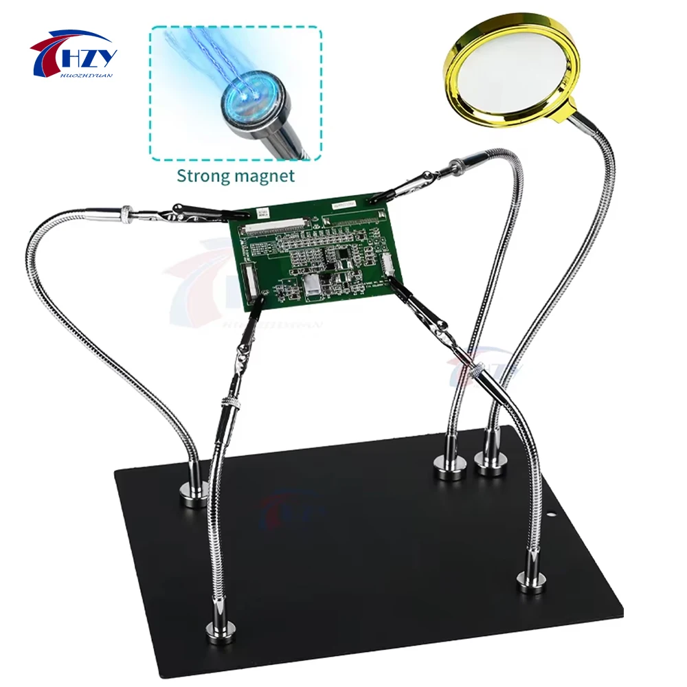 HZY Soldering Helping Third Hand Tool with Magnifying Glass Table Clip Soldering Stand Welding PCB Holder Flexible Arm Soldering
HZY Soldering Helping Third Hand Tool with Magnifying Glass Table Clip Soldering Stand Welding PCB Holder Flexible Arm Soldering