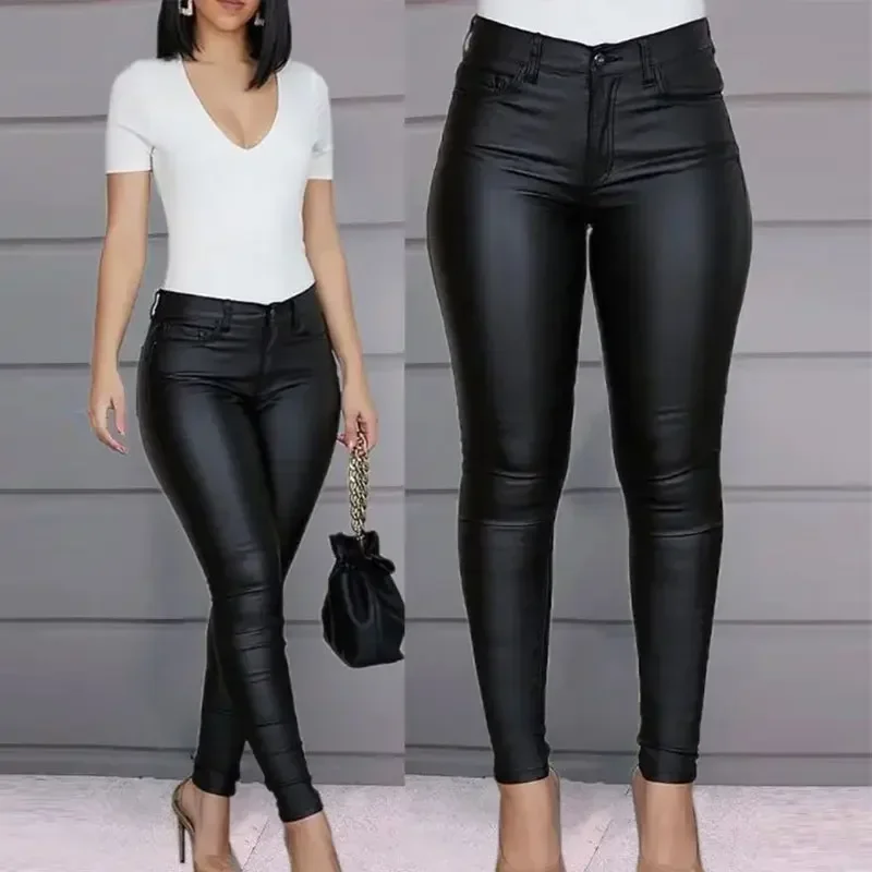 Women Mid Waist Stretch PU Bodycon Pencil Pants Ladies Black Matte Leather Trousers Vintage Chic Slim Leggings Custom Clubwear
Women Mid Waist Stretch PU Bodycon Pencil Pants Ladies Black Matte Leather Trousers Vintage Chic Slim Leggings Custom Clubwear