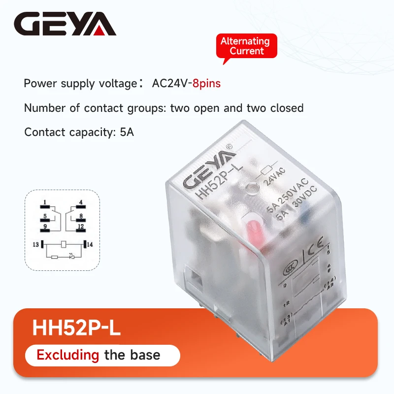 GEYA 1pcs Small Intermediate HH52P Electronic Micro Electromagnetic Relay with LED Lamp 10A 8Pins Coil DPDT DC12V 24V AC 220V
GEYA 1pcs Small Intermediate HH52P Electronic Micro Electromagnetic Relay with LED Lamp 10A 8Pins Coil DPDT DC12V 24V AC 220V