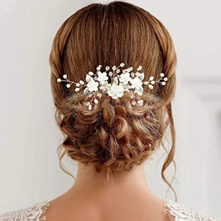 Flower Bridal Hair Vine Pieces with Comb Pearl Floral Rhinestone Leaf White Wedding Hair Pin Accessories for Women and Girls Wh
Flower Bridal Hair Vine Pieces with Comb Pearl Floral Rhinestone Leaf White Wedding Hair Pin Accessories for Women and Girls Wh