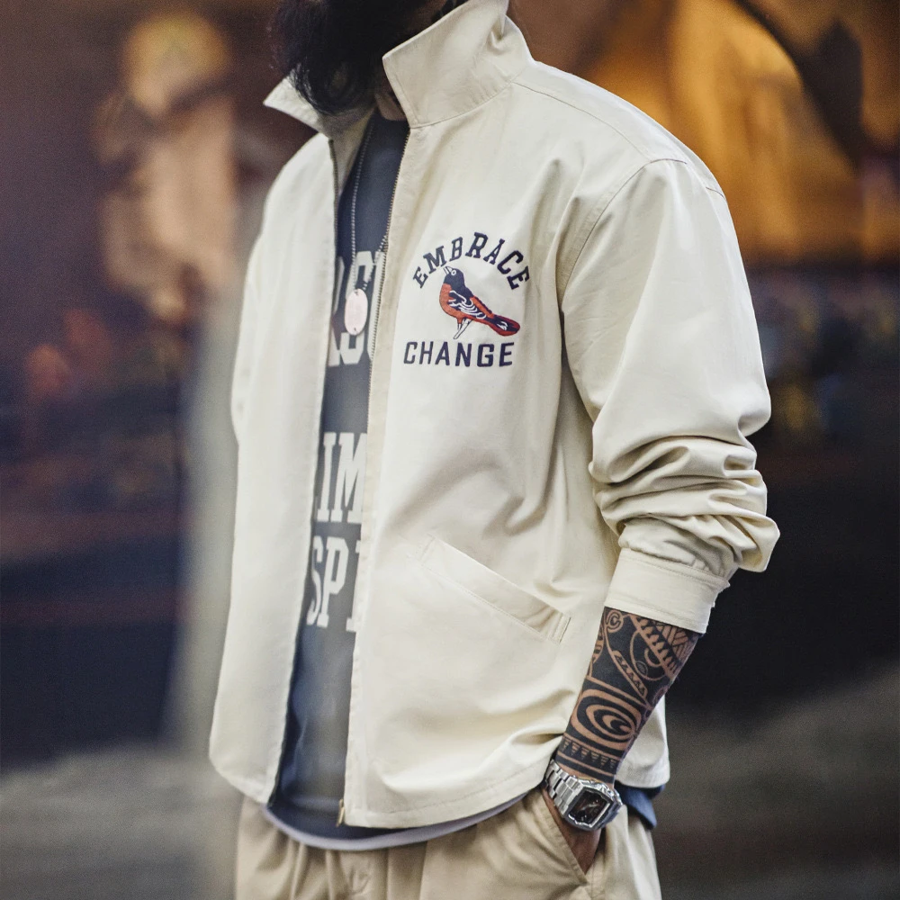 Maden Vintage Men's Loose Fit Embroidered Collar Jaet American Retro Workwear Sle Outerwear Spring Autumn Youth Faion
Maden Vintage Men's Loose Fit Embroidered Collar Jaet American Retro Workwear Sle Outerwear Spring Autumn Youth Faion