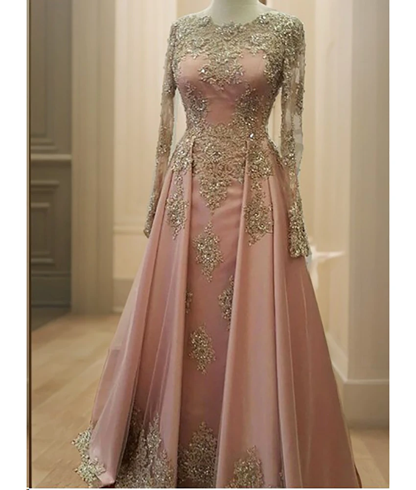 Customized Luxury Sequined Crystal Appliques Buttons Pearls A-Line Satin Evening Dress Fashion Long Sleeves O-neck Party Gowns
Customized Luxury Sequined Crystal Appliques Buttons Pearls A-Line Satin Evening Dress Fashion Long Sleeves O-neck Party Gowns