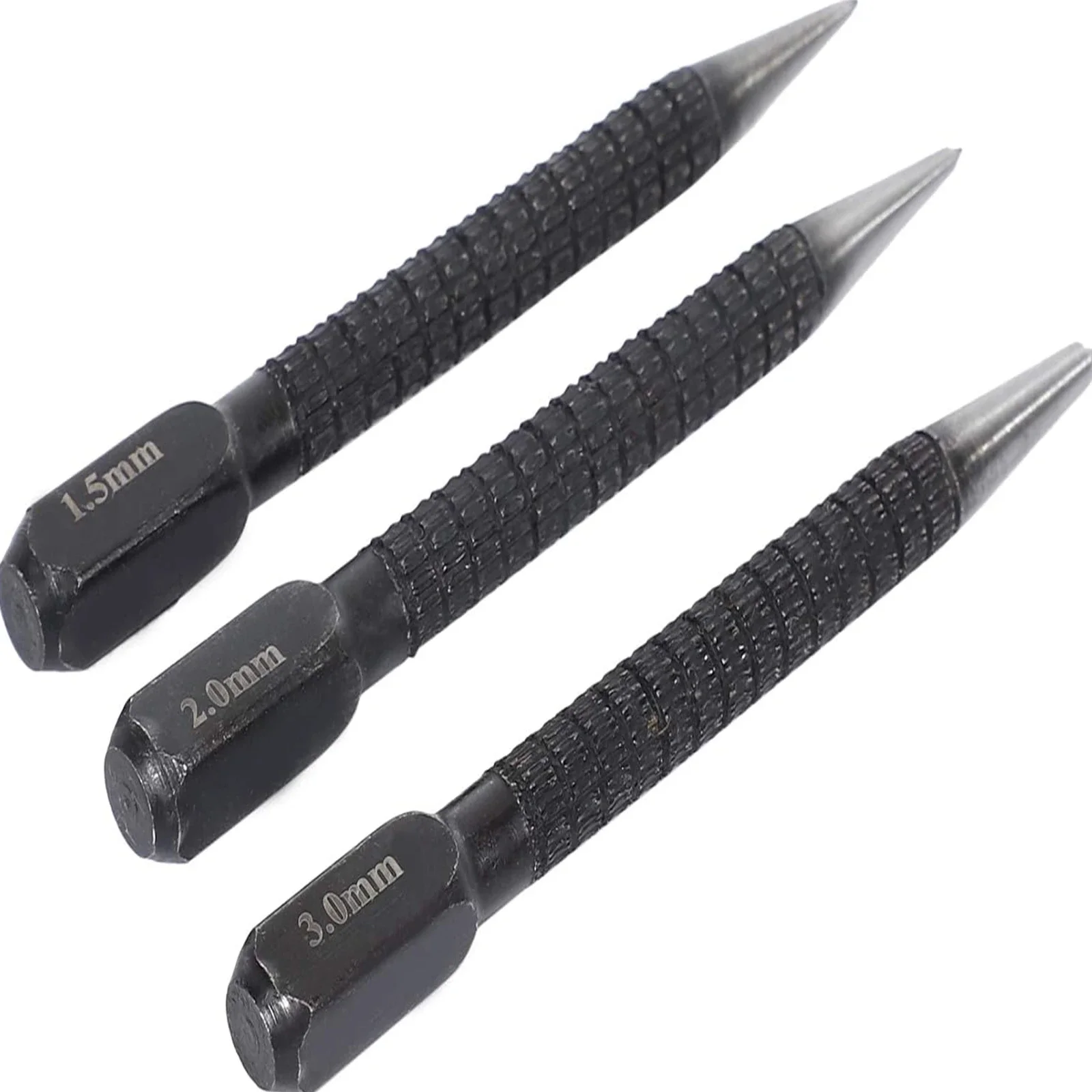 3pcs High-carbon Steel Center Punch Set, Non-Slip Center Pin Punch Used For Drilling Of Alloy Steel Metal Wood,1.5/ 2 /3mm Wood
3pcs High-carbon Steel Center Punch Set, Non-Slip Center Pin Punch Used For Drilling Of Alloy Steel Metal Wood,1.5/ 2 /3mm Wood