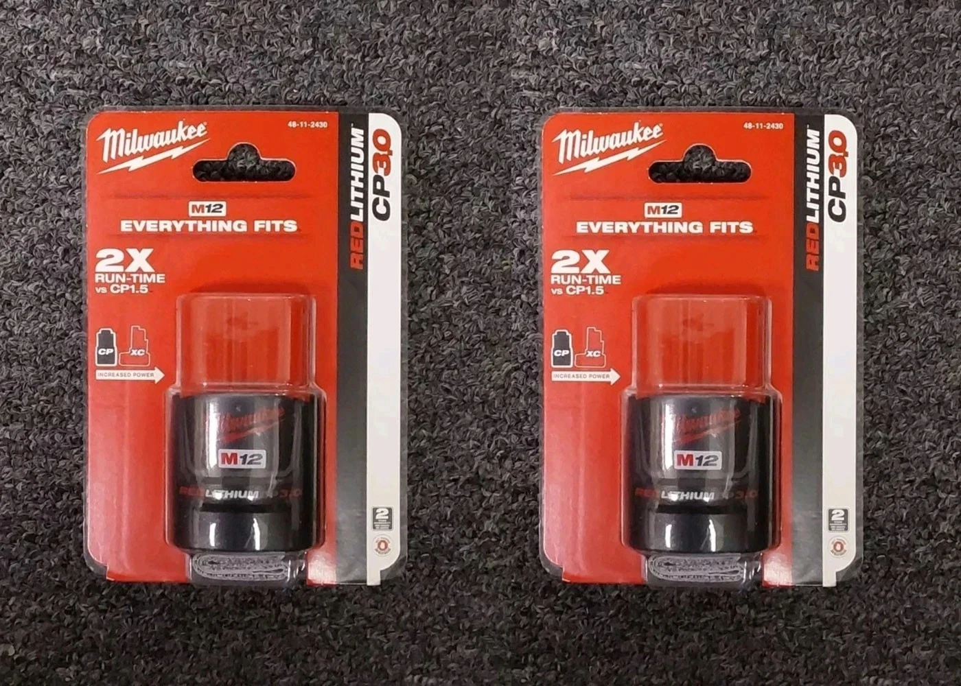 NEW Authentic Milwaukee M12 XC3.0 3.0 Ah X2 Batteries 2-Pack 48-11-2430 Lithium
NEW Authentic Milwaukee M12 XC3.0 3.0 Ah X2 Batteries 2-Pack 48-11-2430 Lithium