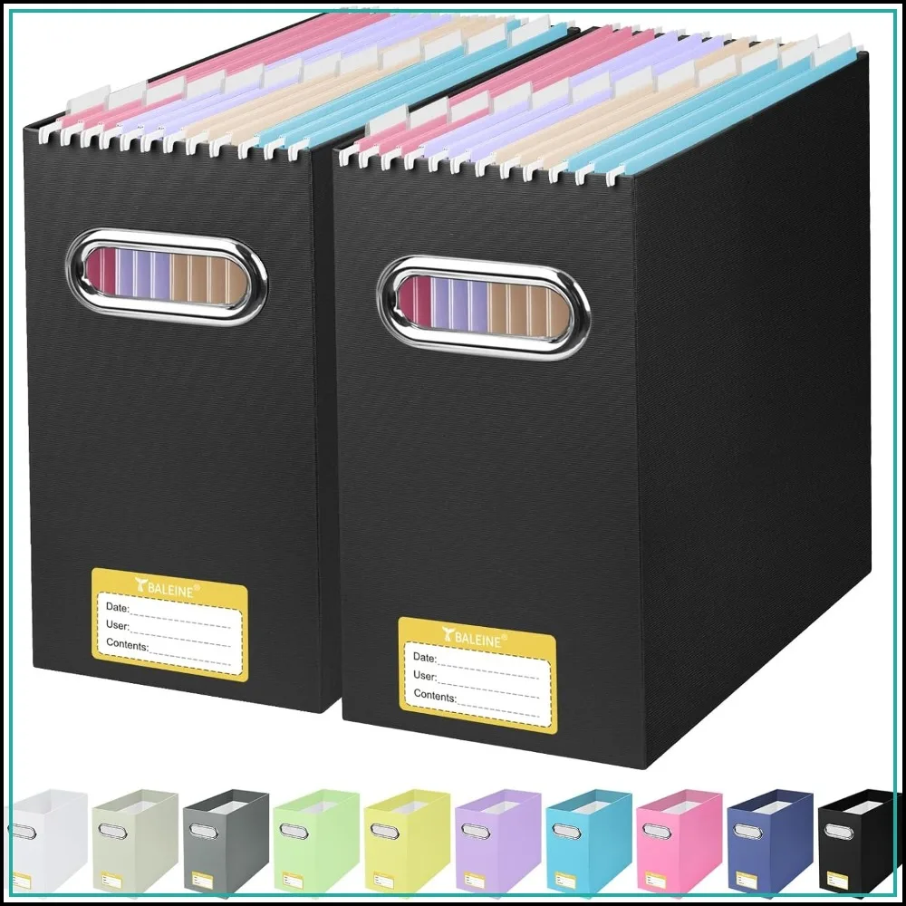 File Organizer Box, Cardboard Folder Organizer with Handle for Letter Size, Portable Collapsible Hanging Filing Box for Home Office Document Storage (2 Pack, Black)
File Organizer Box, Cardboard Folder Organizer with Handle for Letter Size, Portable Collapsible Hanging Filing Box for Home Office Document Storage (2 Pack, Black)