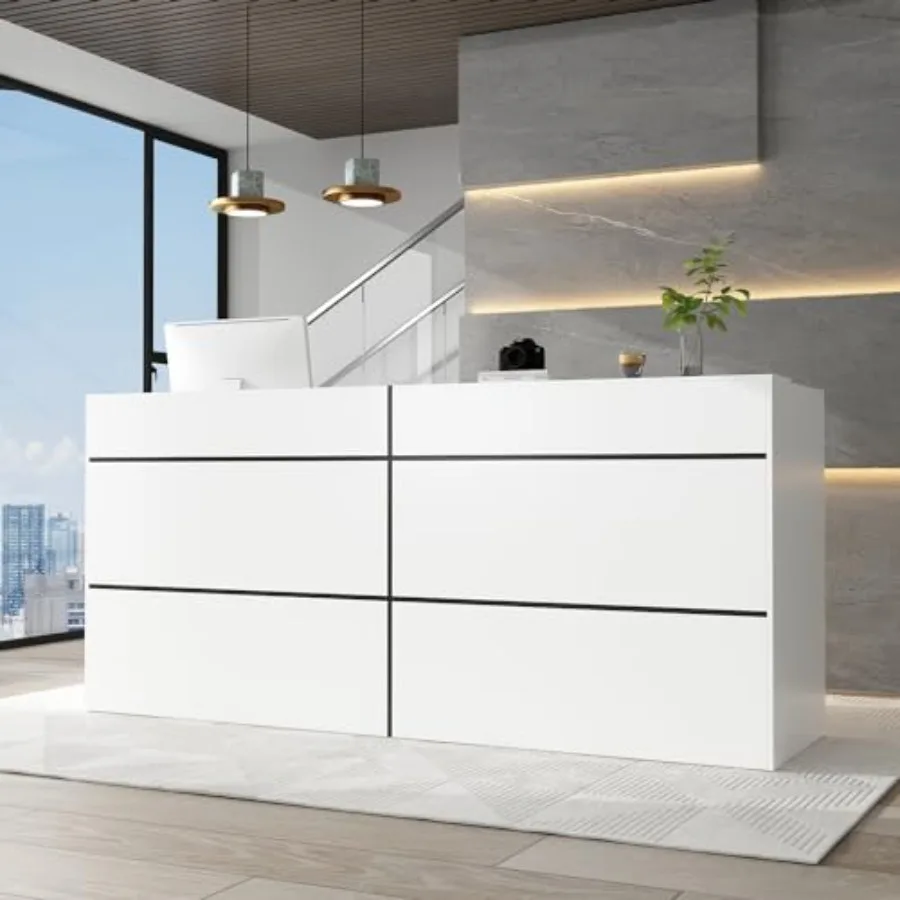 Extra Long Reception Desk with Drawers, Modern Pattern, Office Desk Reception Counter Table 2 Person, White 86.6"L x 23.6"D x 3
Extra Long Reception Desk with Drawers, Modern Pattern, Office Desk Reception Counter Table 2 Person, White 86.6"L x 23.6"D x 3