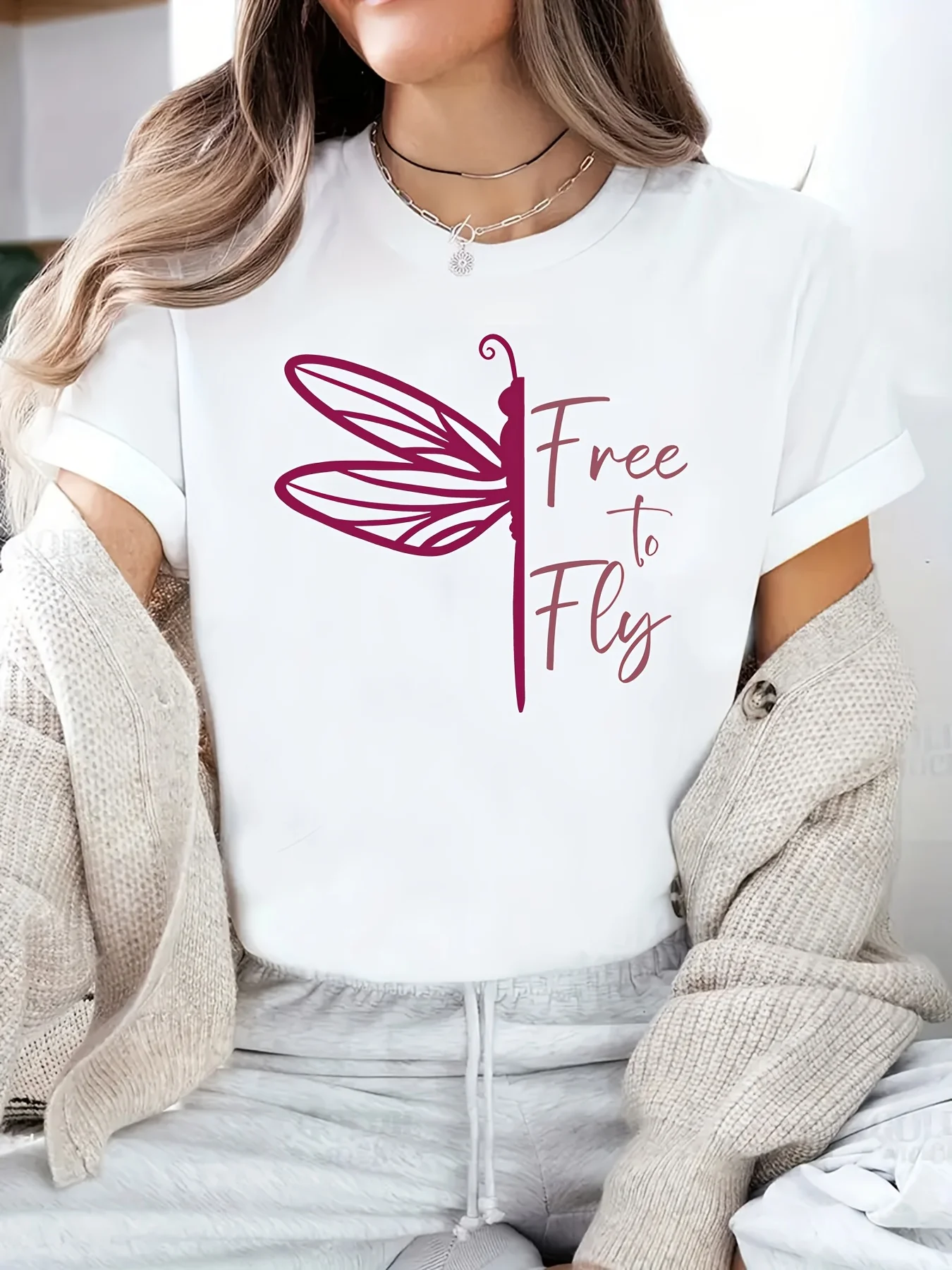 Free To Fly Dragonfly Simple Printing Fashion Comfortable Women Tshirt Round Neck Short Sleeve Casual Summer Top Clothing
Free To Fly Dragonfly Simple Printing Fashion Comfortable Women Tshirt Round Neck Short Sleeve Casual Summer Top Clothing