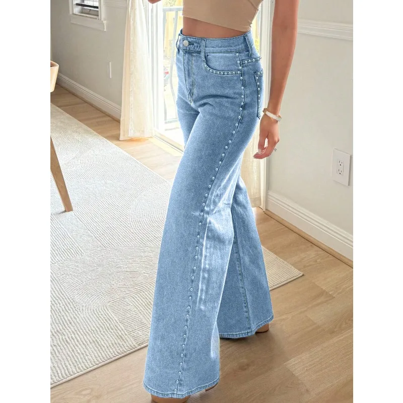 2026 Women's Mid- Waisted Wide Leg Jeans, Vintage Washed Loose Denim Pants With Pearl Decoration, Casual/Workwear
2026 Women's Mid- Waisted Wide Leg Jeans, Vintage Washed Loose Denim Pants With Pearl Decoration, Casual/Workwear