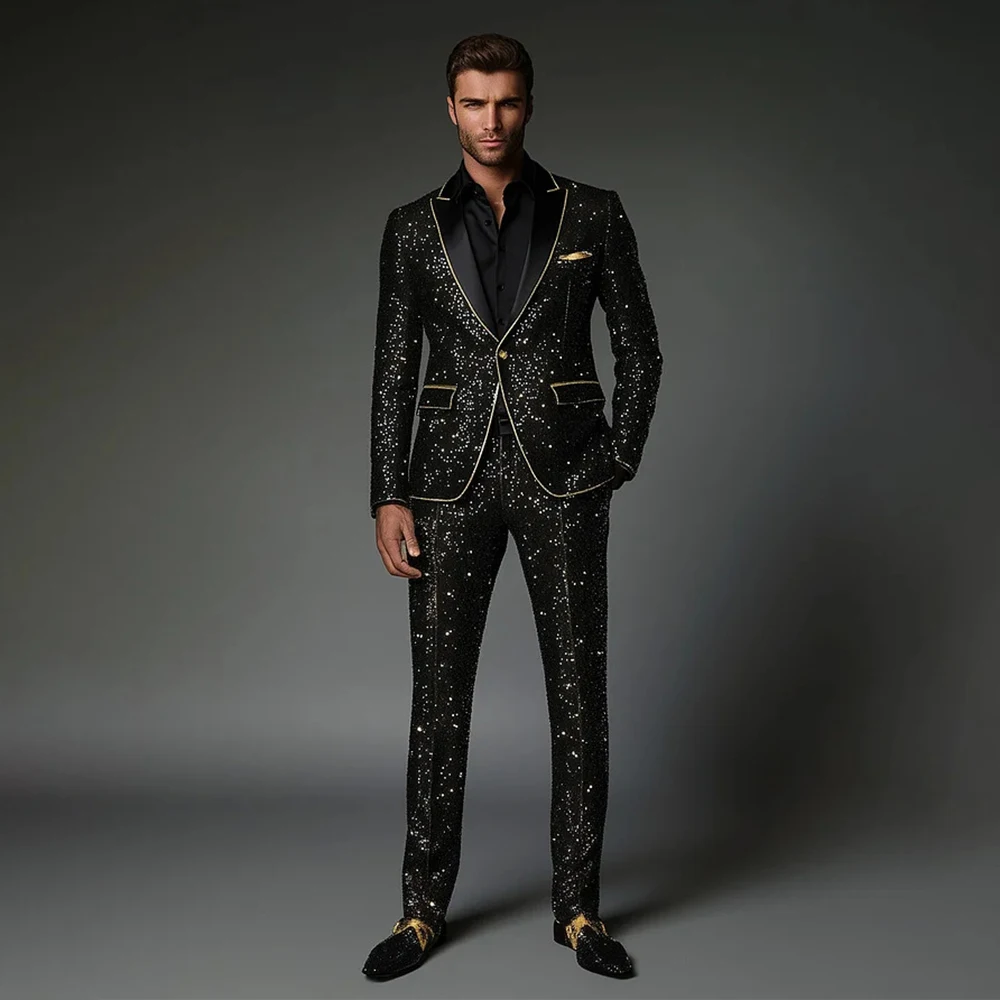 Элегантный мужской костюм из двух предметов с пайетками, костюм обычного кроя на одной пуговице, одежда для банкета, ужина, вечеринки, модный костюм на заказ
Элегантный мужской костюм из двух предметов с пайетками, костюм обычного кроя на одной пуговице, одежда для банкета, ужина, вечеринки, модный костюм на заказ