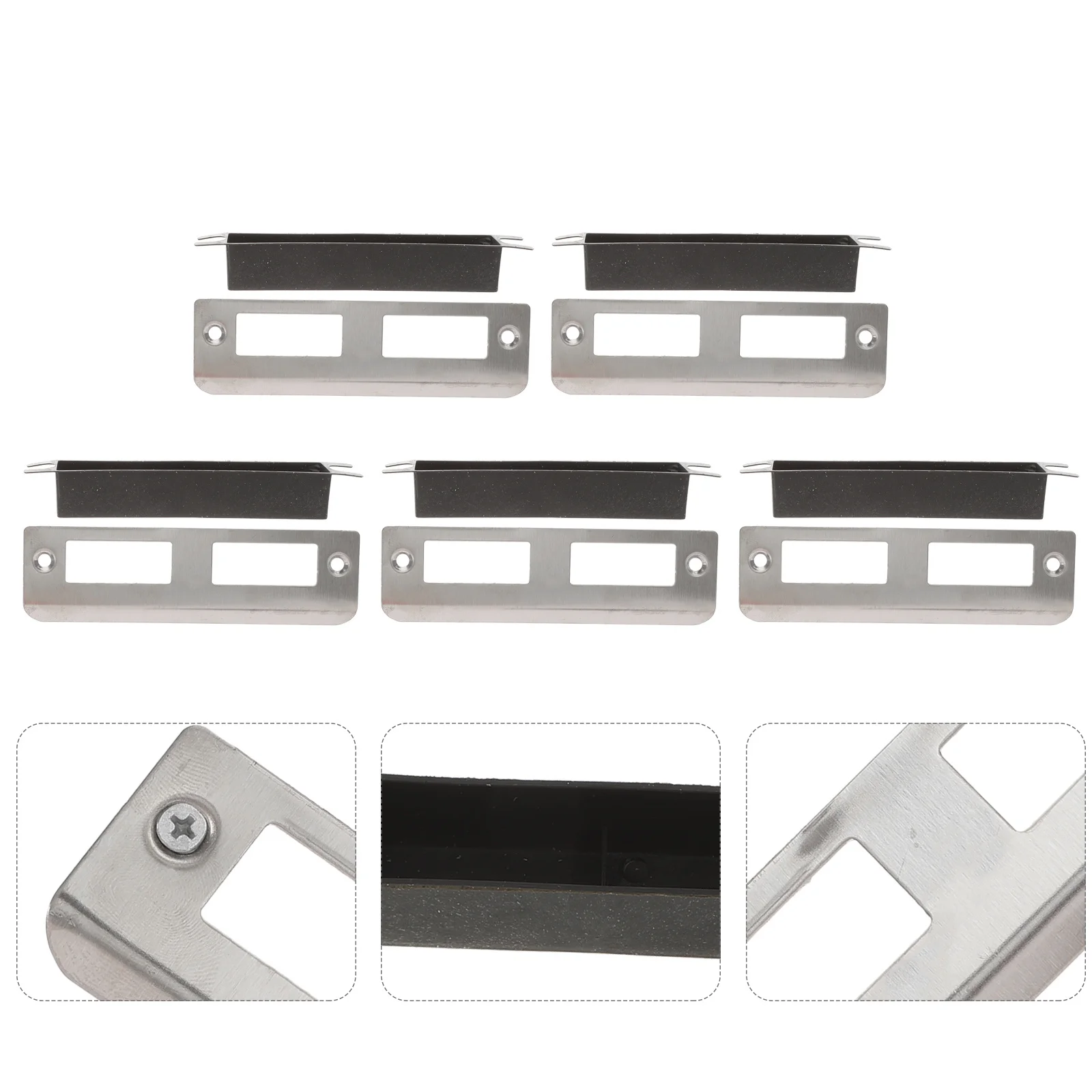5Pcs Door Reinforcement Plates Stainless Steel Durable Door Hole Cover Plate Deadbolt Strike Plate Security Kit 
5Pcs Door Reinforcement Plates Stainless Steel Durable Door Hole Cover Plate Deadbolt Strike Plate Security Kit