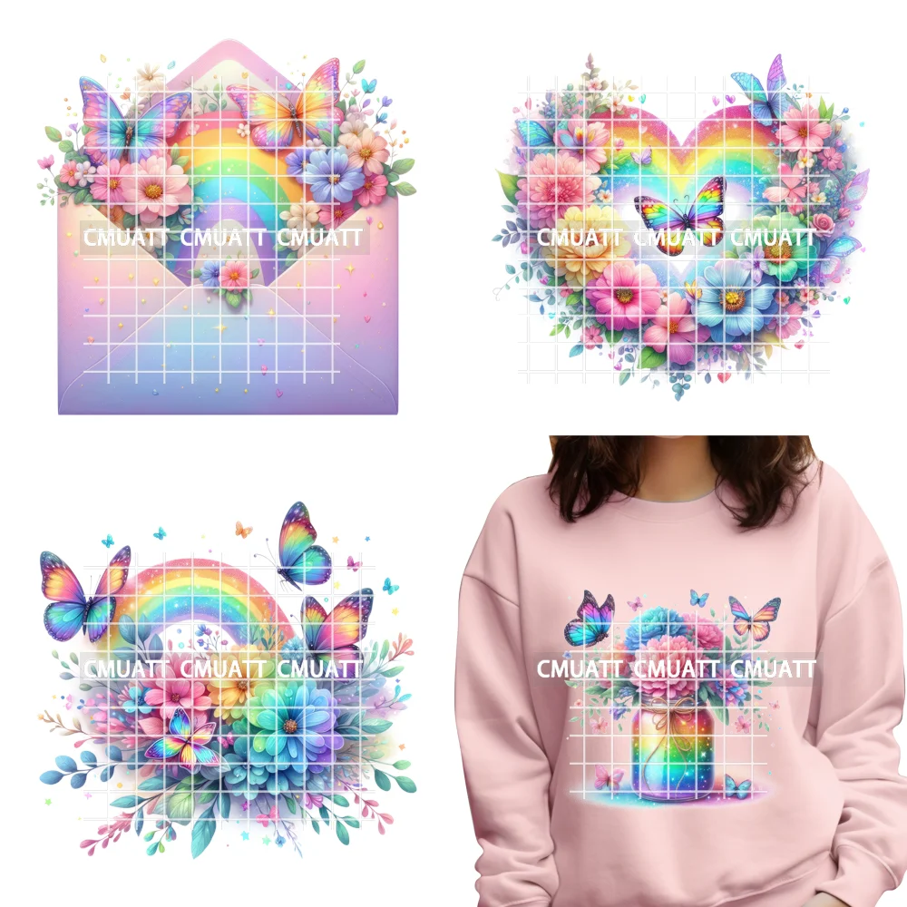 Colorful Sparkling Rainbow Butterflies Flowers Washable Iron on DTF Transfers Stickers Diy Ready to Press for T-shirts Bags 
Colorful Sparkling Rainbow Butterflies Flowers Washable Iron on DTF Transfers Stickers Diy Ready to Press for T-shirts Bags