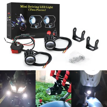 스위치 LED 스포트라이트 포함 오토바이 헤드라이트, 슈퍼 브라이트, 듀얼 컬러, 하이/로 빔, 모토 보조 DRL 오토바이 램프, 안개등