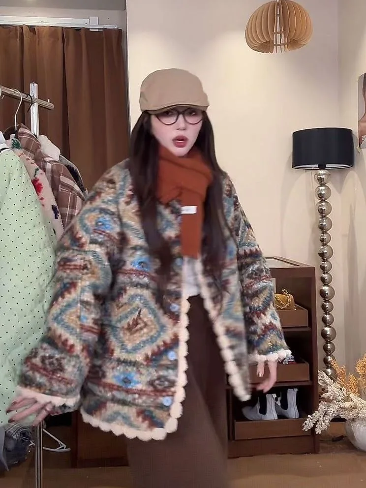 Fur Lined Fce Thiened Lazy Sle Coat Korean Loose Women's Warmth Outerwear Retro Circle Fur Autumn Winter New Arrival
Fur Lined Fce Thiened Lazy Sle Coat Korean Loose Women's Warmth Outerwear Retro Circle Fur Autumn Winter New Arrival