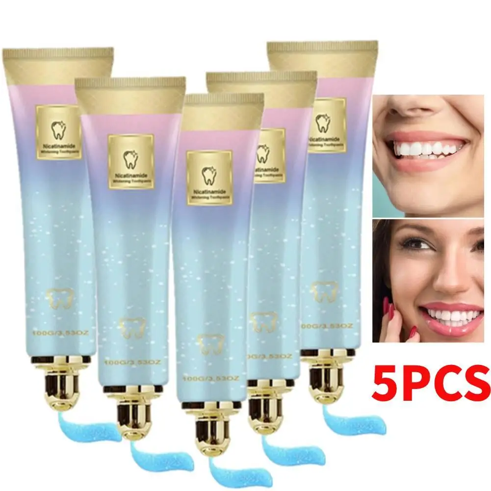 5Pcs Niacinamide Whitening Toothpaste Nicotinamide Toothpaste, Fresh Breath niacinamide Toothpaste For Remove Stain
5Pcs Niacinamide Whitening Toothpaste Nicotinamide Toothpaste, Fresh Breath niacinamide Toothpaste For Remove Stain