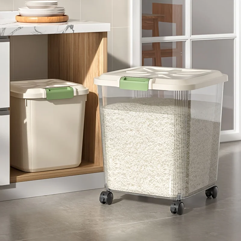1pcs rice storage container with pulleys suitable for kitchen living room storage room
1pcs rice storage container with pulleys suitable for kitchen living room storage room