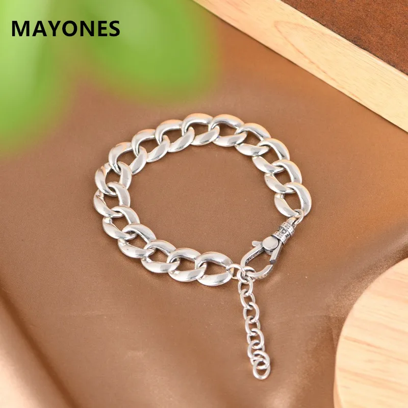 MAYONES 100% S925 Silver Bracelet Retro Made Old Feather Flat Bracelet Cuban Chain Men's and Women's Silver Chain Accessories
MAYONES 100% S925 Silver Bracelet Retro Made Old Feather Flat Bracelet Cuban Chain Men's and Women's Silver Chain Accessories