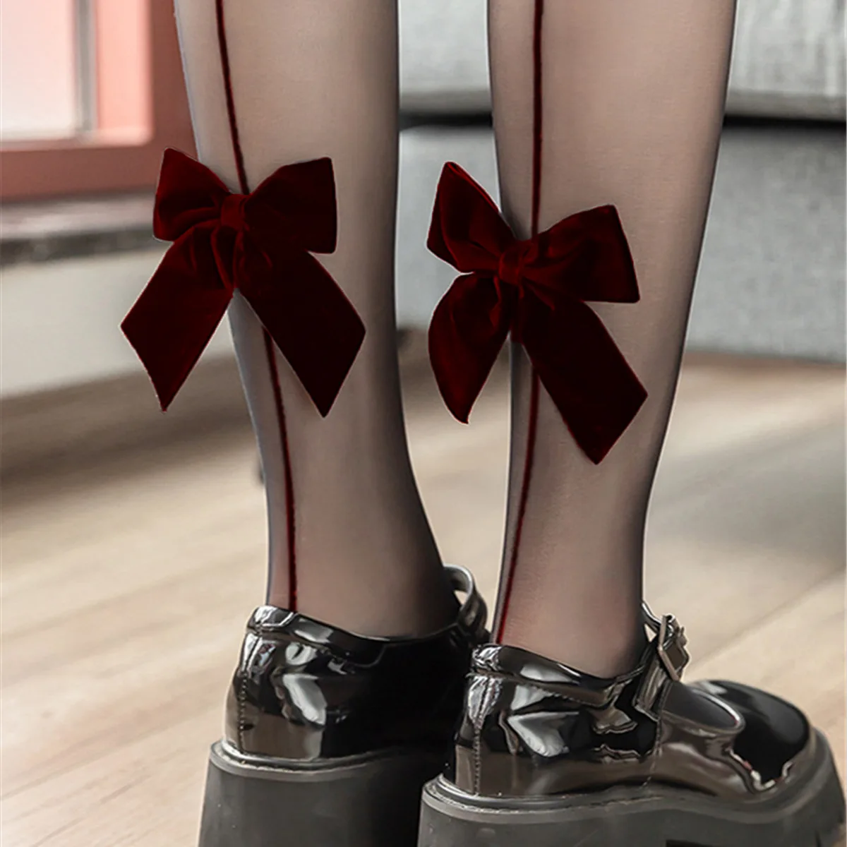 Heel velvet bow vertical line shrimp line jacquard stockings black silk sexy pure desire ultra-thin legs imperial sister fun
Heel velvet bow vertical line shrimp line jacquard stockings black silk sexy pure desire ultra-thin legs imperial sister fun