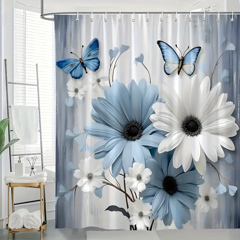 Blue White Floral Butterfly Shower Curtain Elegant Natural Design Polyester Waterproof Bathroom Curtain for Home Bathroom Decor
Blue White Floral Butterfly Shower Curtain Elegant Natural Design Polyester Waterproof Bathroom Curtain for Home Bathroom Decor