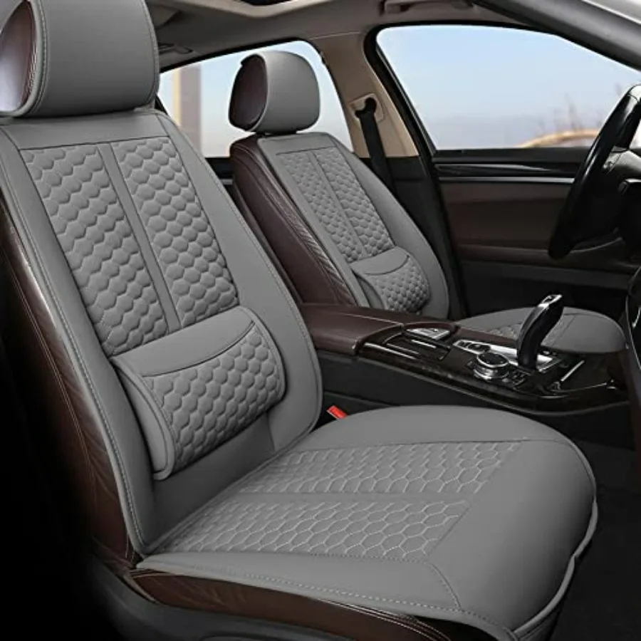 Car Seats Covers 1 Pair Universal Sideless Driver Seat Protectors with Lumbar Support and Headrest Covers in Gray for Comfort a
Car Seats Covers 1 Pair Universal Sideless Driver Seat Protectors with Lumbar Support and Headrest Covers in Gray for Comfort a
