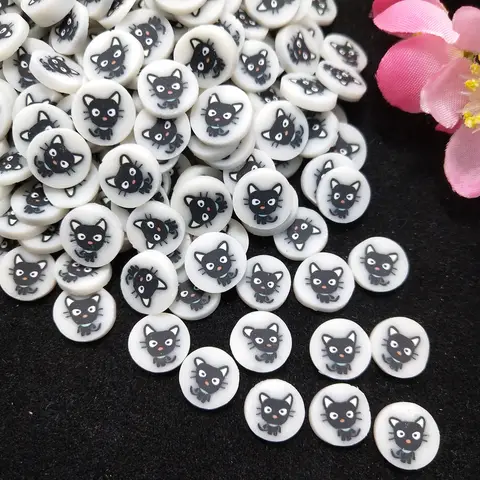 50 그램/몫 10mm 검은 고양이 폴리머 클레이 휴대 전화 케이스 DIY 공예 플라스틱 점액 점액 필러 조각