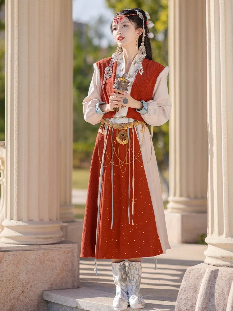 Chinese Style Hanfu Female Costume new Adult Tibetan Elements Tang Suit Exotic Style Ancient Clothes Improved Western Regions
Chinese Style Hanfu Female Costume new Adult Tibetan Elements Tang Suit Exotic Style Ancient Clothes Improved Western Regions