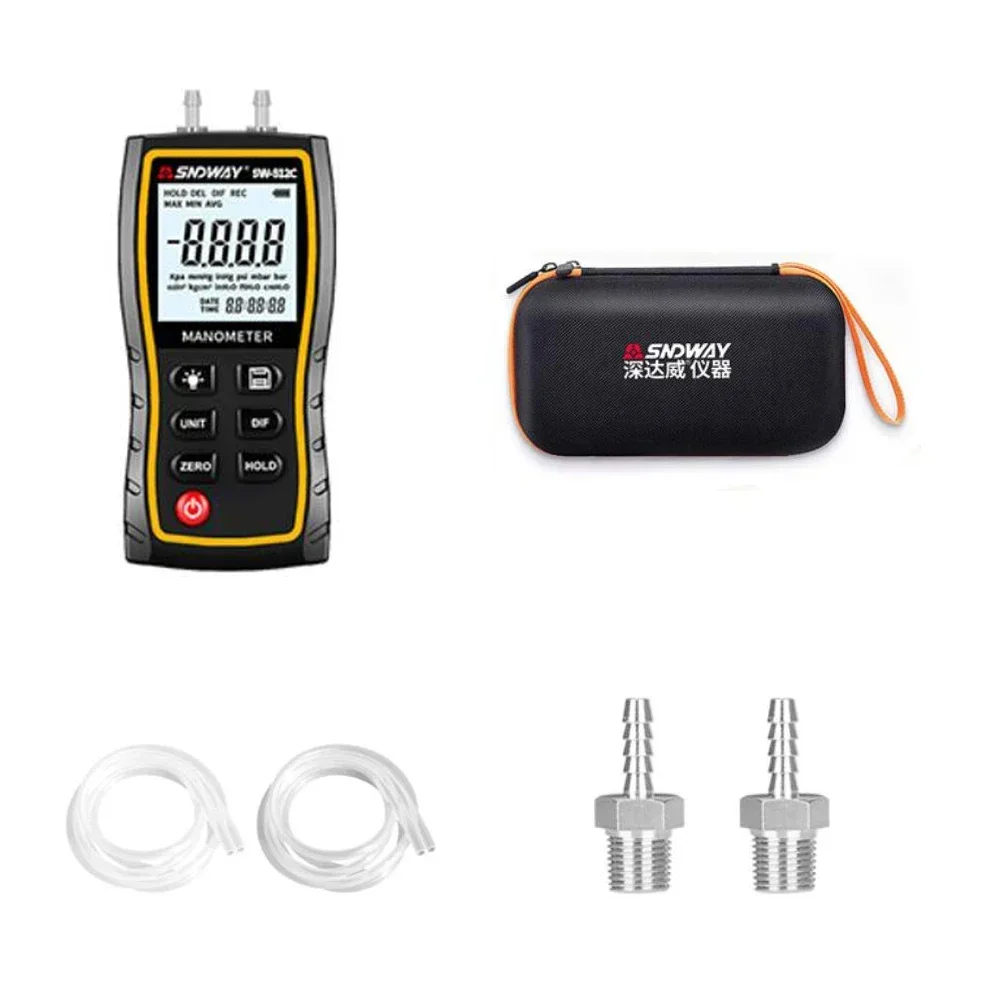 SNDWAY Pressure Gauge Hand-held Air Pressure Gauges Negative Vacuum Digital Manometer
SNDWAY Pressure Gauge Hand-held Air Pressure Gauges Negative Vacuum Digital Manometer
