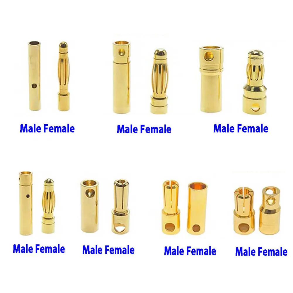 2mm 3mm 3.5mm 4mm 5mm 5.5mm 6mm 8mm Bullet Banana Plug Gold-Plated Banana Connector Battery Plugs Kits for RC Battery Parts DIY
2mm 3mm 3.5mm 4mm 5mm 5.5mm 6mm 8mm Bullet Banana Plug Gold-Plated Banana Connector Battery Plugs Kits for RC Battery Parts DIY