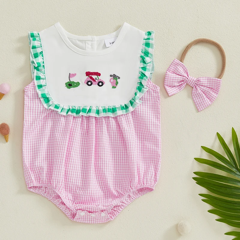 Summer Newborn Infant Baby Girls Romper + Headband Golf Embroidered Plaid Sleeveless Baby Playsuit Jumpsuit Baby Clothing
Summer Newborn Infant Baby Girls Romper + Headband Golf Embroidered Plaid Sleeveless Baby Playsuit Jumpsuit Baby Clothing