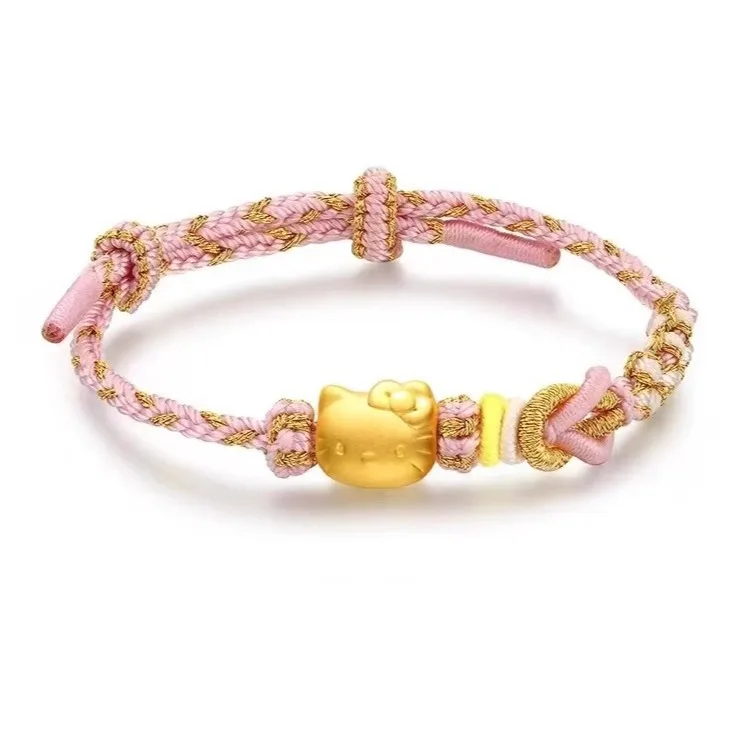 Hello Kitty Bracelet Women 999 Solid Gold 0.3g Transit Beads Pink Braided Rope Bracelet Kawaii Birthday Gifts for Girlfriends
Hello Kitty Bracelet Women 999 Solid Gold 0.3g Transit Beads Pink Braided Rope Bracelet Kawaii Birthday Gifts for Girlfriends